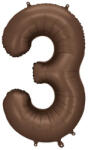 Partydeco Számos lufi 34" 86cm óriás barna szám, számjegy 3-as (LUFI344683)