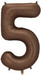 Partydeco Számos lufi 34" 86cm óriás barna fólia szám, számjegy 5-ös (LUFI690614)