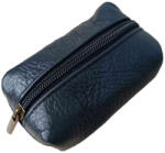 Natascia Bőr kulcstartó sötétkék színben cipzáras prémium (na-963-black)