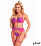 Adalet Stella Bra, Thong, Garter Belt & garters Set Purple & Pink L/XL