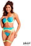 Adalet Harlow Bra, Garter, Panties & Leg Ring Set Yellow & Blue S/M