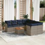 vidaXL 9 részes szürke polyrattan kerti ülőgarnitúra párnával (3255865)