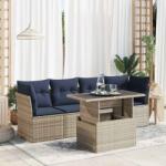 vidaXL 5 részes szürke polyrattan akácfa kerti ülőgarnitúra párnákkal (3326092)