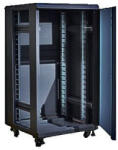Techson 600 x 600 mély 18U magas, álló 19"-os rackszekrény, üvegajtó, fekete (rack_tc_60x60x18á)