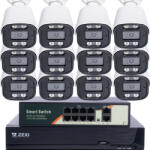 5MP H. 265 IP POE SWITCH 12db-os Bullet 2.8mm Kamerás Biztonsági Rendszer IP66 Vízálló Éjjeli látás Hangrögzítés AI észlelés XmEye Pro App Távoli hozzáférés