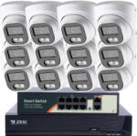  5MP H. 265 IP POE SWITCH 12db-os 2.8mm DOME Kamerás Biztonsági Rendszer IP66 Vízálló Éjjeli látás Hangrögzítés AI észlelés XmEye Pro App Távoli hozzáférés