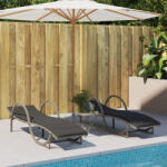 vidaXL 2 db világosszürke polyrattan napozóágy párnával (3277312)