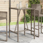 vidaXL szürke polyrattan kültéri bárasztal 70 x 70 x 110 cm (368695) - valora