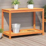 vidaXL viaszbarna tömör fenyőfa ültetőasztal polccal 108x50x75 cm (844632)