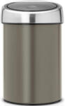 Brabantia Touch Bin fali/álló nyomófedeles szemetes - platinaszürke test, rozsdamentes acél selyem fedő 3L (364464)