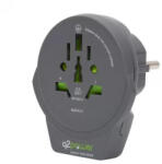 Q2 power World to Europe utazó adapter + USB 2.4A (1.100110-TH) (1-100110-TH)