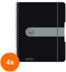 Pelikan Set 4 x Caiet A5 EOTG cu Spira, 80 File, Matermatica, Negru (REH-4xHRZ-11293768)