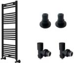 Radiva Calorifer Portprosop Haiti negru mat 600/1200, elementi acoperire teava si robineti tur-retur cu prindere in PEX incluse (1HAI06001200DB3SPACK)