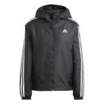 adidas Яке Adidas Women's 3 Stripe Essential Water Resistant Wind Resistant Long Sleeve Puffer Jacket - Black/White