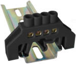 Tracon Szigetelt földelősín (N/PE), fekete 230/400V, 63A, 6×9mm, 4P, IP20 NPE-BK6-4 (-BK6-4)