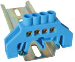 Tracon Szigetelt földelősín (N/PE), kék 230/400V, 63A, 6×9mm, 4P, IP20 NPE-B6-4 Tracon (-B6-4)