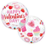 Qualatex Valentin napi Bubbles lufi 22" 56cm Happy Valentine's Day (LUFI960551)