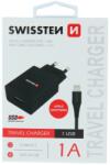 SWISSTEN Travel Adapter Smart IC 1X USB 1A Power + Cablu de date USB / Lightning 12 M Negru (8595217464537)