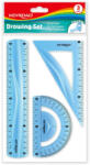 Keyroad Vonalzókészlet, 20 cm, flexibilis vonalzó, szögmérő, derékszög vonalzó, 3 db/bliszter Keyroad vegyes színek (38549) - irodaszerpiac
