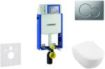 Geberit Kombifix - WC modul nyomógombos Sigma01, matt króm + Villeroy Boch - WC és ülőke, DirectFlush, SoftClose, CeramicPlus 110.302. 00.5 NI3 (110.302.00.5 NI3)