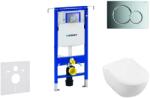 Geberit Duofix - WC modul nyomógombos Sigma01, fényes króm + Villeroy Boch - WC és ülőke, DirectFlush, SoftClose, CeramicPlus 111.355. 00.5 NI2 (111.355.00.5 NI2)