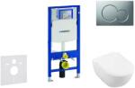 Geberit Duofix - WC modul nyomógombbal Sigma01, matt króm + Villeroy Boch - WC és ülőke, DirectFlush, SoftClose, CeramicPlus 111.300. 00.5 NI3 (111.300.00.5 NI3)