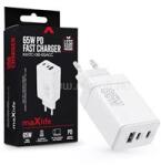 Maxlife ML081100 65W 2xType-C + USB fehér gyorstöltő adapter (ML081100) (ML081100)