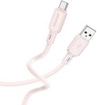 BOROFONE Kábel BX94 Crystal szín - USB - Typ C - 3A 1 méter világos rózsaszín,