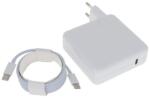 Utángyártott PT007863 MacBook laptop töltő adapter, utángyártott, 87W PD, 1m-es USB Type-C kábellel, fehér (PT007863)