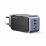 UGREEN X553 Nexode Pro hálózati töltőadapter, töltőfej 1 x USB-A, 2 x USB-C, Szürke (65W, 3A)
