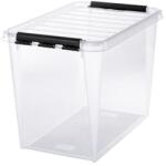 SMARTSTORE Műanyag tárolódoboz, 61 liter, fekete fogantyúkkal, SMARTSTORE "Classic 65", átlátszó (CSDSMART48) - tintasziget