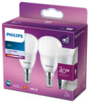Philips 2x LED izzó Globe E14 P45 4, 9W = 40W 470lm 4000K semleges PHILIPS (8719514310155)