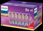 Philips 6 db LED izzó készlet E27 A60 4, 3W = 40W 470lm 2700K meleg izzószál PHILIPS (8718696774977)