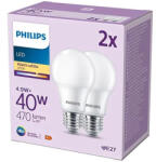 Philips 2x LED izzó készlet E27 A60 4.9W = 40W 470lm 2700K Meleg 180° PHILIPS (8719514459472)