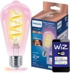Philips LED izzó E27 ST64 6, 3 W = 40 W CCT + RGB többszínű FILAMENT SMART WiFi Philips WiZ (8720169165816)