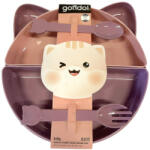  Gondol étkezési szett 7 db - lila/rózsaszín cica