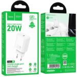 hoco. N60 Type-C PD hálózati gyorstöltő adapter lightning kábellel 20w (fehér)