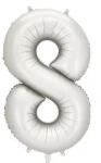 Partydeco Számos lufi 34" 86cm óriás matt Ezüst szám, számjegy 8-as (LUFI928653)