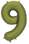 Partydeco Számos lufi 34" 86cm óriás olivazöld szám, számjegy 9-es (LUFI242752)