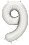 Partydeco Számos lufi 34" 86cm óriás matt Ezüst szám, számjegy 9-es (LUFI834112)