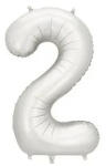 Partydeco Számos lufi 34" 86cm óriás matt Ezüst szám, számjegy 2-es (LUFI997169)