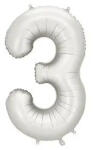 Partydeco Számos lufi 34" 86cm óriás matt Ezüst fólia szám, számjegy 3-as (LUFI833544)