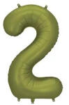 Partydeco Számos lufi 34" 86cm óriás olivazöld fólia szám, számjegy 2-es (LUFI263948)