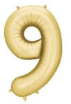 Partydeco Számos lufi 34" 86cm óriás matt Arany szám, számjegy 9-es (LUFI254165)