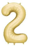 Partydeco Számos lufi 34" 86cm óriás matt Arany szám, számjegy 2-es (LUFI816532)
