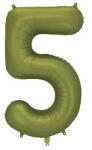 Partydeco Számos lufi 34" 86cm óriás olivazöld fólia szám, számjegy 5-ös (LUFI631290)