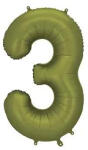Partydeco Számos lufi 34" 86cm óriás olivazöld szám, számjegy 3-as (LUFI916998)