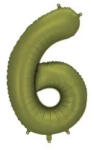 Partydeco Számos lufi 34" 86cm óriás olivazöld szám, számjegy 6-os (LUFI842653)