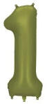 Partydeco Számos lufi 34" 86cm óriás olivazöld szám, számjegy 1-es (LUFI537982)