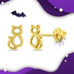 Bebe Gold Cercei din Aur 14K pentru Copii - Pisicuta Delicata, inchidere cu Filet si Protectie